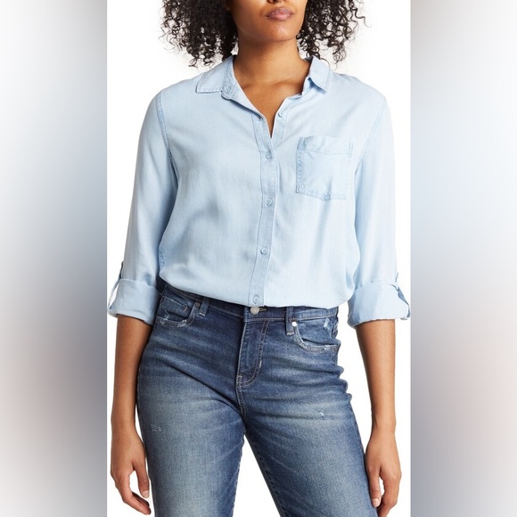 Como Vintage Tops - Como Vintage Light Blue Button Down Shirt